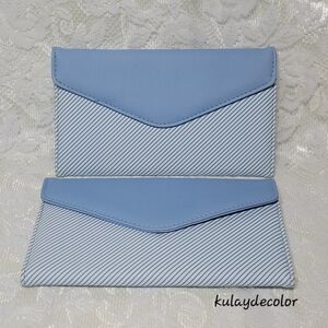 Set of 2 Blue Envelope Clutch Slim Travel Wallet Organizer Multi Compartment